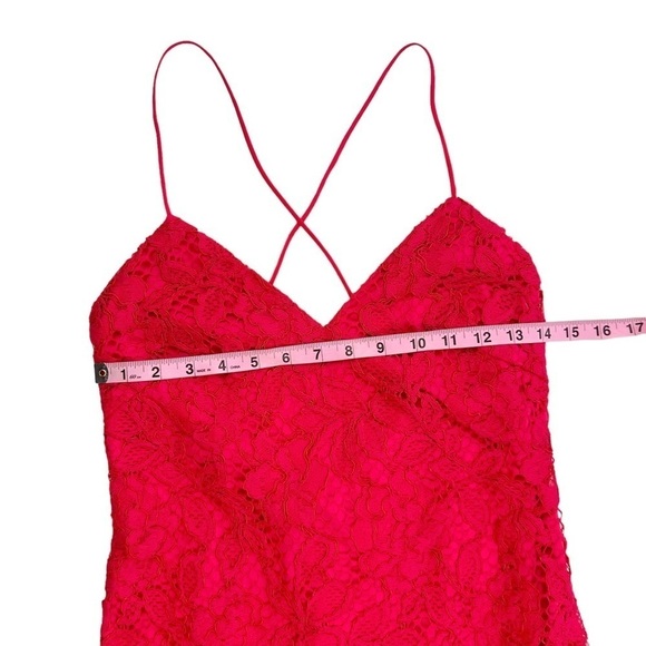 NWT X by NBD Revolve red lace Iris mini dress straps open X back v-neck sz4 - Picture 15 of 15